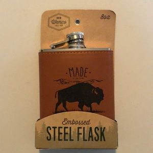 Embossed 8oz Steel Flask - Perfect Holiday Gift